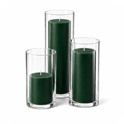 Richland Pillar Candles & Cylinder Vases Set of 12 - Dark Green - thumbnail number 1