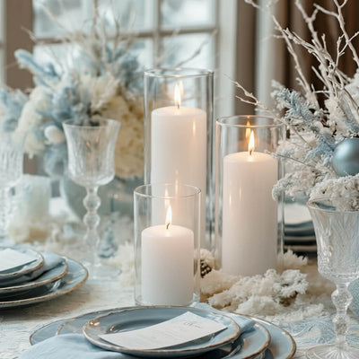 Richland Slim Pillar Candles & Eastland Cylinder Holders Set of 3 - White - thumbnail number 5