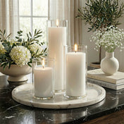 Richland Slim Pillar Candles & Eastland Cylinder Holders Set of 3 - White - thumbnail number 3