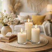 Richland Pillar Candles & Cylinder Vases Set of 3 - Ivory - thumbnail number 4