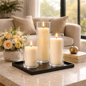 Richland Pillar Candles & Cylinder Vases Set of 3 - Ivory - thumbnail number 3