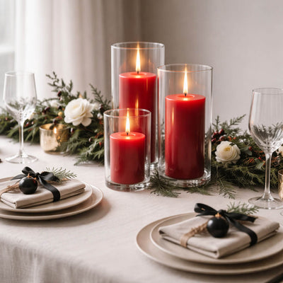 Richland Pillar Candle 3" & Eastland Cylinder Holder 6" Set of 12 (Choose your Color) - thumbnail number 31