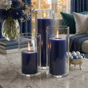Richland Pillar Candles & Cylinder Vases Set of 12 - Navy Blue - thumbnail number 3