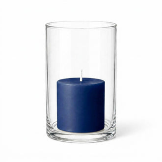 Richland Pillar Candle 3" & Eastland Cylinder Holder 6" Set of 12 - Navy Blue
