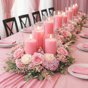 Richland Pillar Candle 3" & Eastland Cylinder Holder 6" Set of 12 - Pink - thumbnail number 3