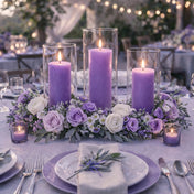 Richland Pillar Candles & Cylinder Vases Set of 3 - Lavender - thumbnail number 6
