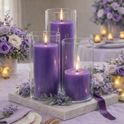 Richland Pillar Candles & Cylinder Vases Set of 12 - Lavender - thumbnail number 4