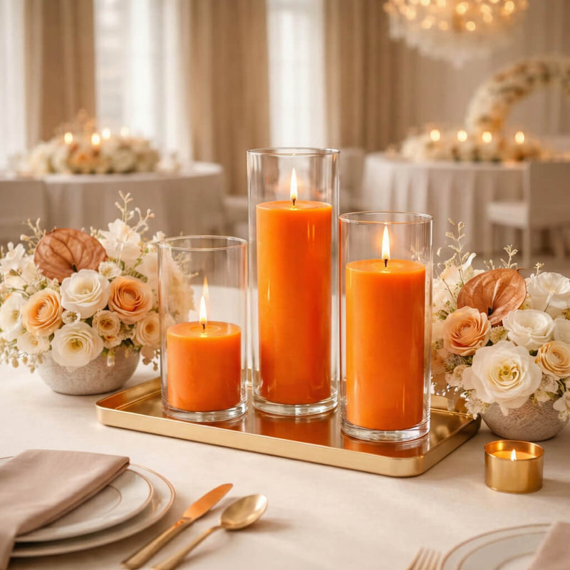 Richland Pillar Candle 6" & Eastland Cylinder Holder 7.5" inch Set of 12  (Choose your Color) - thumbnail number 38