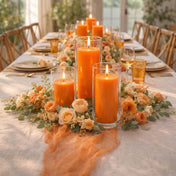 Richland Pillar Candles & Cylinder Vases Set of 12 - Orange - thumbnail number 4