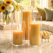 Richland Pillar Candles & Cylinder Vases Set of 3 - Yellow - thumbnail number 3