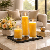 Richland Pillar Candles & Cylinder Vases Set of 3 - Yellow - thumbnail number 4