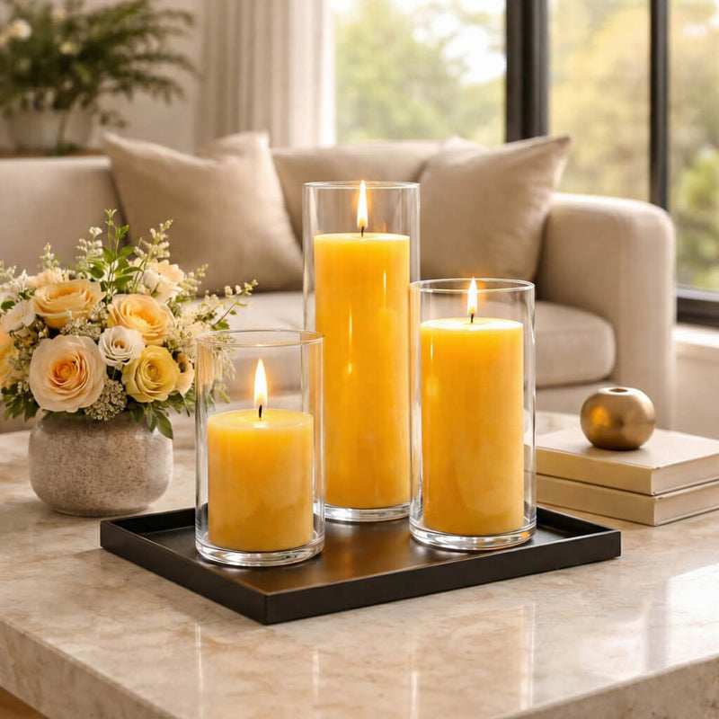 Richland Pillar Candles & Cylinder Vases Set of 12 - Yellow - thumbnail number 5