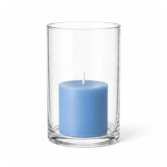Richland Pillar Candle 3" & Eastland Cylinder Holder 6" Set of 12 - Light Blue