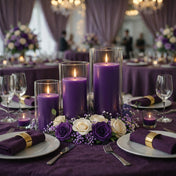 Richland Pillar Candles & Cylinder Vases Set of 12 - Purple - thumbnail number 5