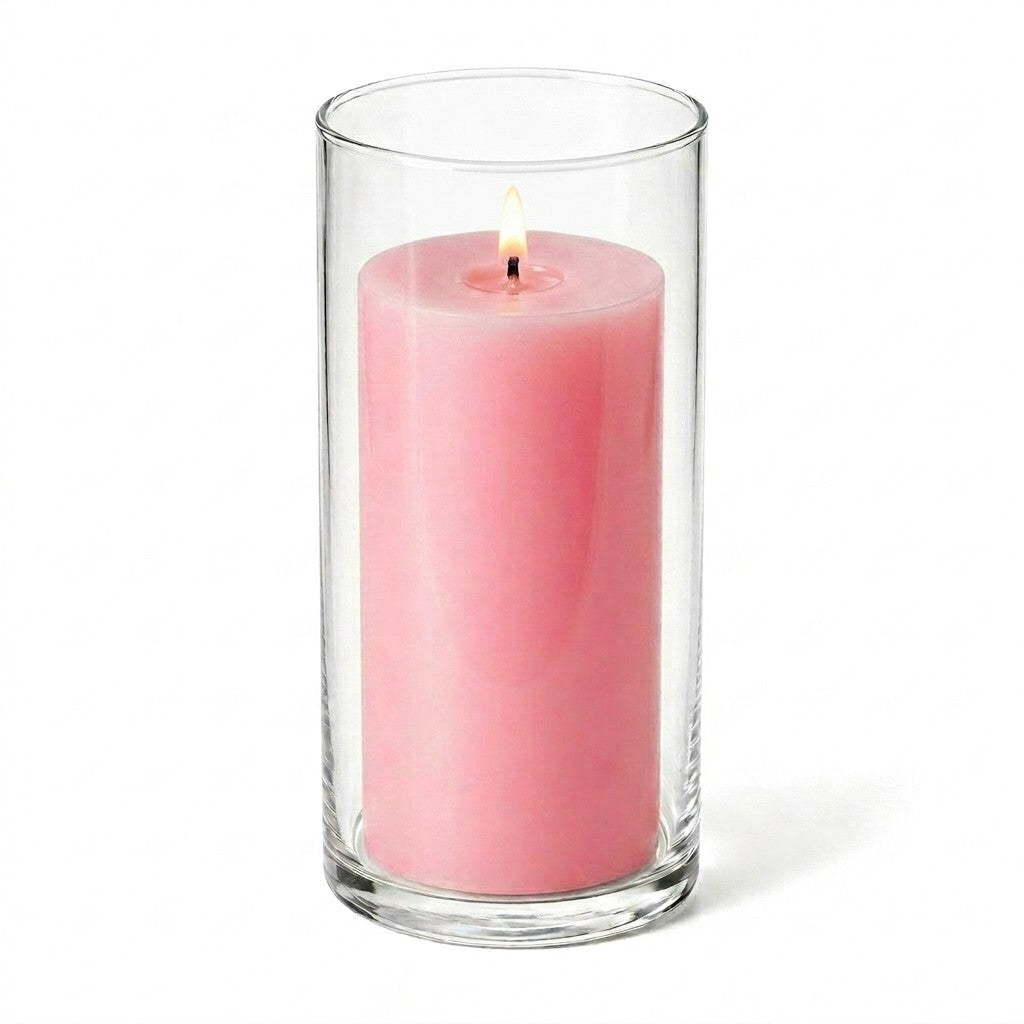 Richland Pillar Candle 6" & Eastland Cylinder Holder 7.5" inch Set of 12  (Choose your Color)