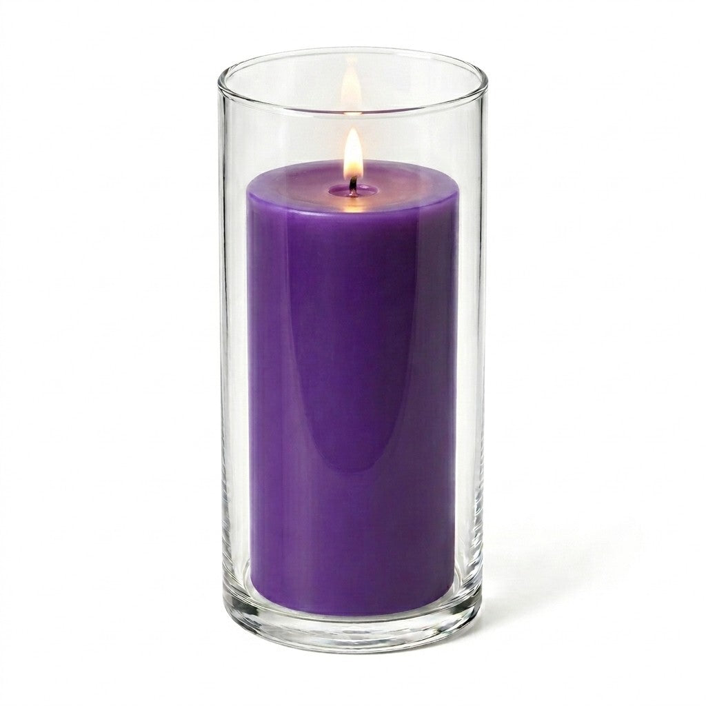 Richland Pillar Candle 6" & Eastland Cylinder Holder 7.5" inch Set of 12  (Choose your Color)