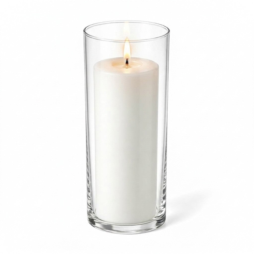 Richland Pillar Candle 9" & Eastland Cylinder Holder 10.5" Set of 12 (Choose your Color)