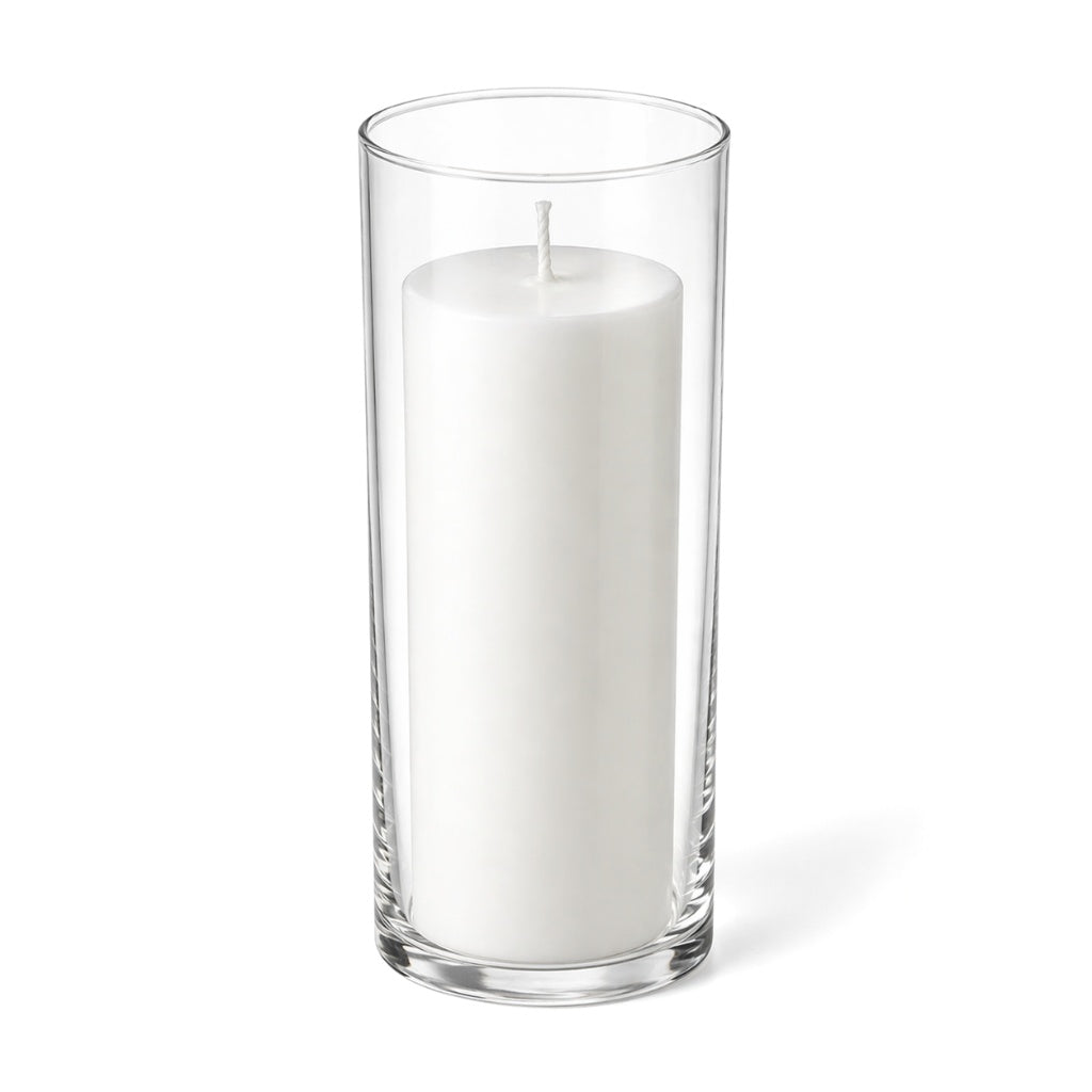 Richland Pillar Candle 9" & Eastland Cylinder Holder 10.5" Set of 12 (Choose your Color)