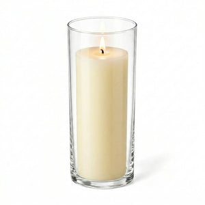 Richland Pillar Candle 9" & Eastland Cylinder Holder 10.5" Set of 12 (Choose your Color)