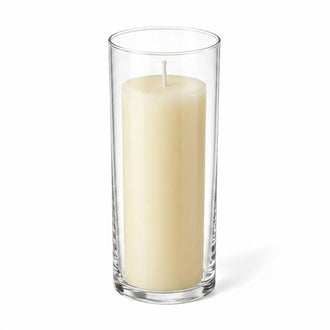 Richland Pillar Candle 9" & Eastland Cylinder Holder 10.5" Set of 12 - Ivory