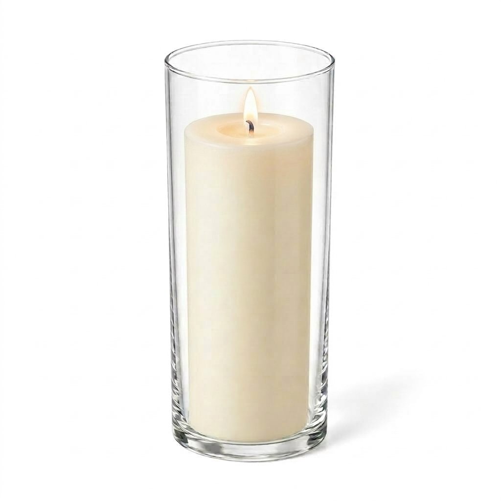 Richland Pillar Candle 9" & Eastland Cylinder Holder 10.5" Set of 12 (Choose your Color)
