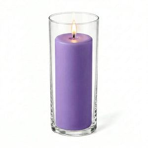 Richland Pillar Candle 9" & Eastland Cylinder Holder 10.5" Set of 12 (Choose your Color)