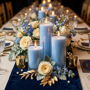Richland Pillar Candles & Cylinder Vases Set of 3 - Light Blue - thumbnail number 5