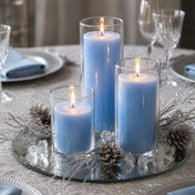 Richland Pillar Candles & Cylinder Vases Set of 12 - Light Blue - thumbnail number 7