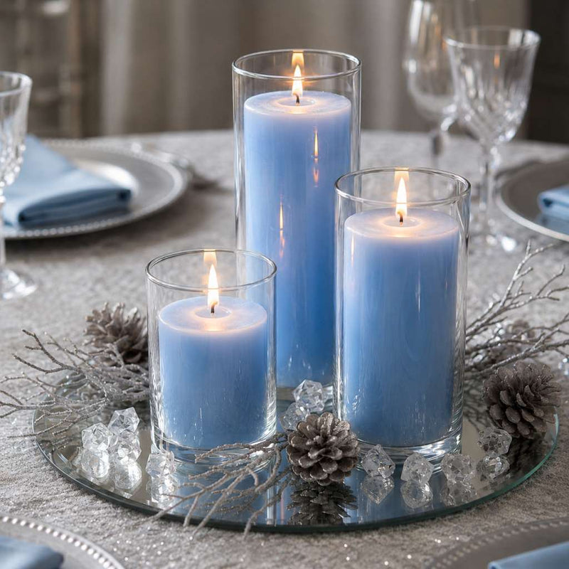 Richland Pillar Candles & Cylinder Vases Set of 12 - Light Blue - thumbnail number 7