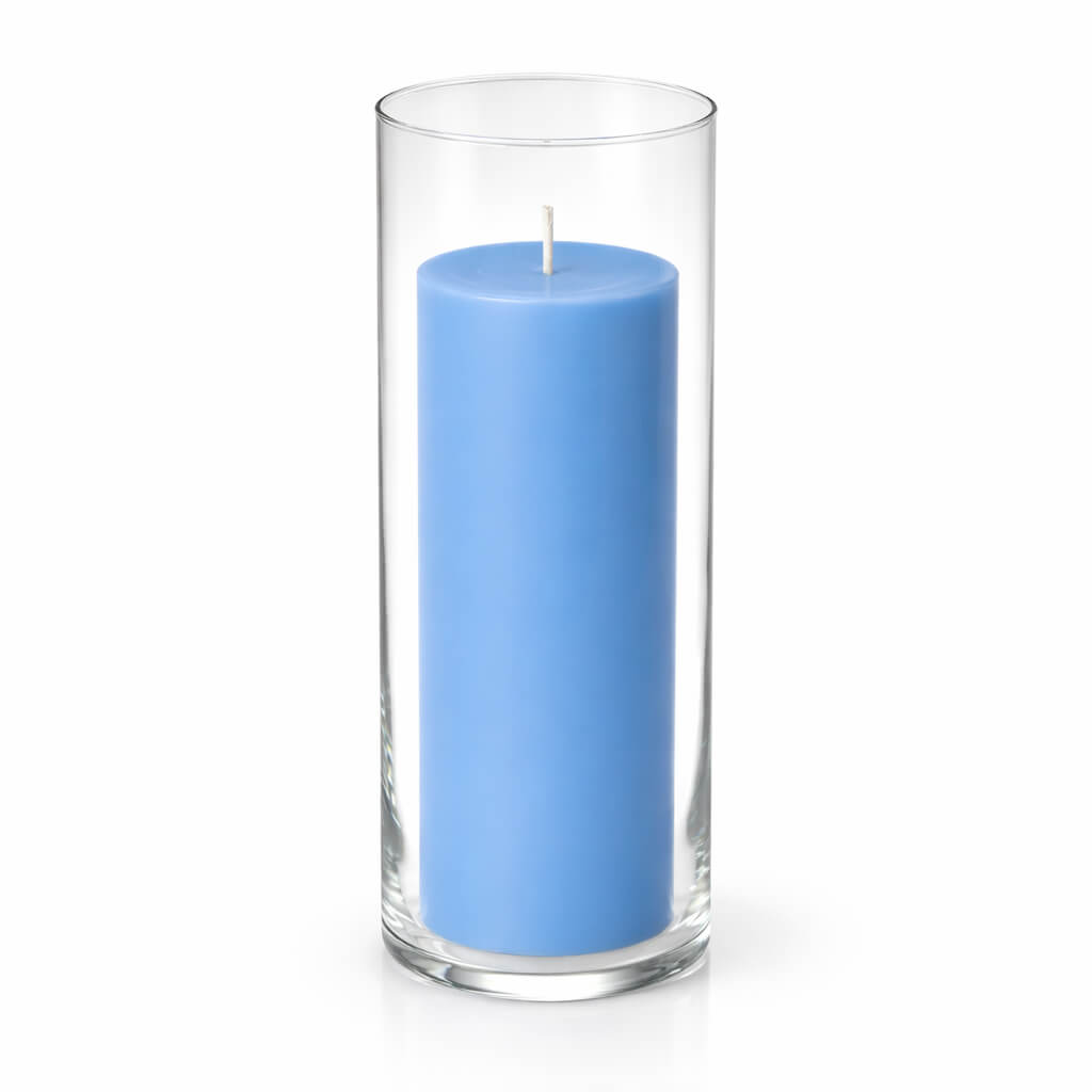 Richland Pillar Candle 9" & Eastland Cylinder Holder 10.5" Set of 12 (Choose your Color)