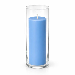 Richland Pillar Candle 9" & Eastland Cylinder Holder 10.5" Set of 12 (Choose your Color)