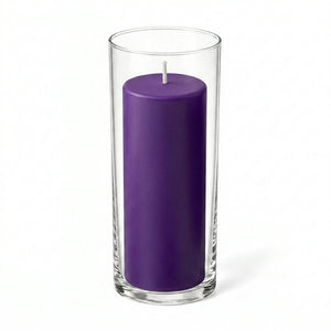 Richland Pillar Candle 9" & Eastland Cylinder Holder 10.5" Set of 12 (Choose your Color)