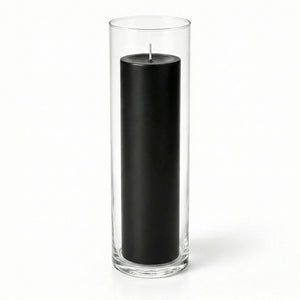 Richland Pillar Candle 9" & Eastland Cylinder Holder 10.5" Set of 12 (Choose your Color)