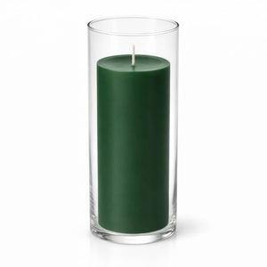 Richland Pillar Candle 9" & Eastland Cylinder Holder 10.5" Set of 12 (Choose your Color)