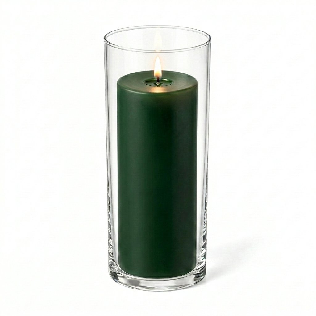 Richland Pillar Candle 9" & Eastland Cylinder Holder 10.5" Set of 12 (Choose your Color)