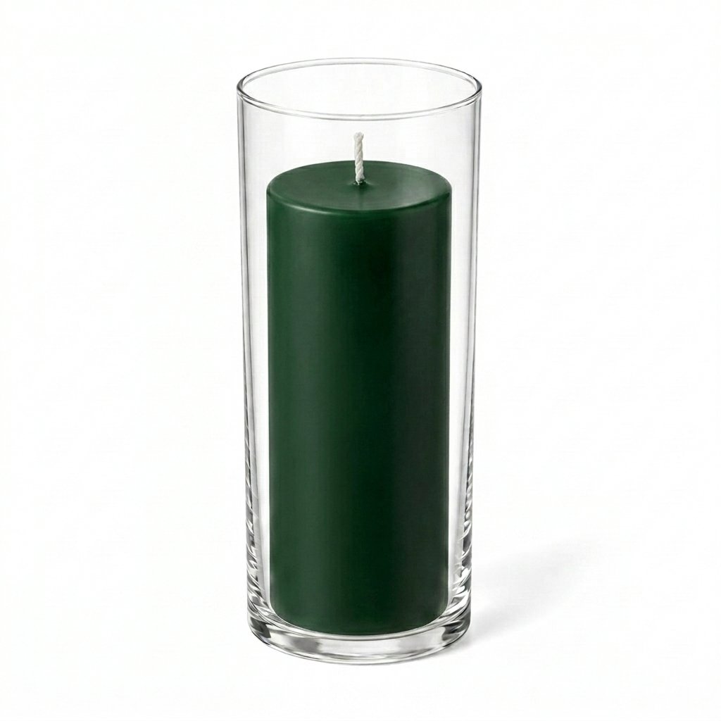 Richland Pillar Candle 9" & Eastland Cylinder Holder 10.5" Set of 12 (Choose your Color)