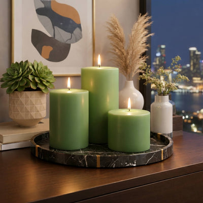 Richland Pillar Candle 3"x3" Green - thumbnail number 10