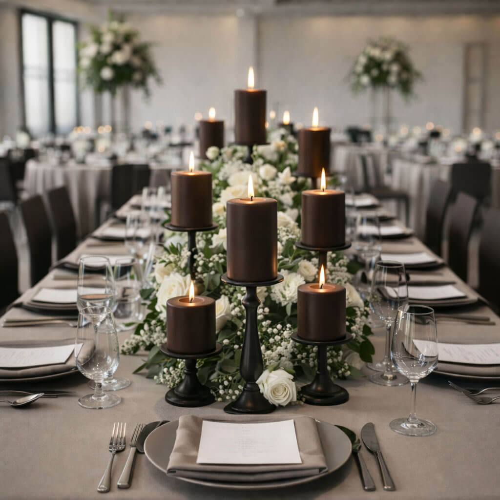 Richland Pillar Candles 3"x9" Brown Set of 6