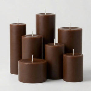 Richland Pillar Candles 3"x9" Brown Set of 6