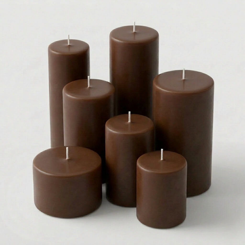 Richland Pillar Candles 3"x9" Brown Set of 6