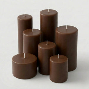 Richland Pillar Candles 3"x9" Brown Set of 6