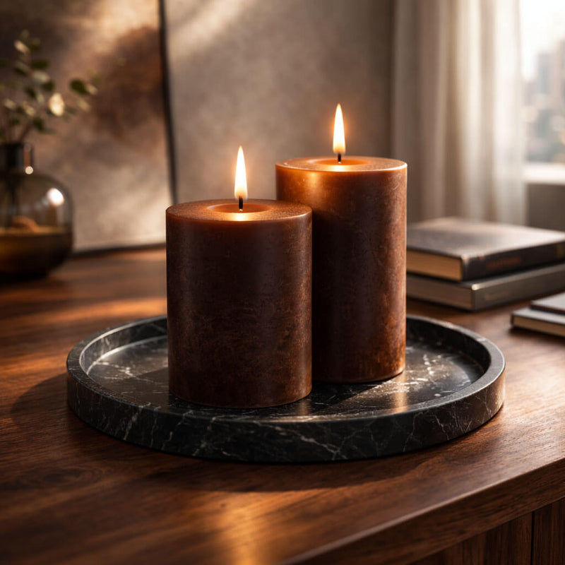 Richland Pillar Candles 3"x3", 3"x6" & 3"x9" Brown Set of 12 - thumbnail number 7