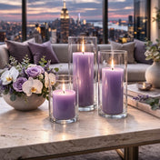 Richland Pillar Candles & Cylinder Vases Set of 3 - Lavender - thumbnail number 3