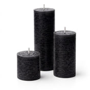 Richland Rustic Pillar Candle 3"x3", 3"x6" & 3"x9" Black Set of 3 - thumbnail number 1