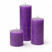 Richland Rustic Pillar Candle 3"x3", 3"x6" & 3"x9" Lavender Set of 3 - thumbnail number 1