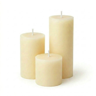 Richland Pillar Candles 4"x4", 4"x6" & 4"x9" Ivory Set of 3