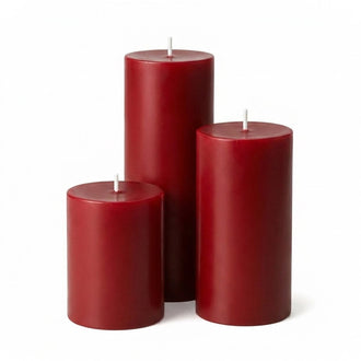 Richland Pillar Candles 4"x6", 4"x9" & 4"x12" Red Set of 3