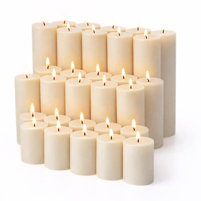 Richland Pillar Candles 2"x3", 2"x6", 2"x9" Set of 30 - Ivory - thumbnail number 2