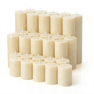 Richland Pillar Candles 2"x3", 2"x6", 2"x9" Set of 30 - Ivory - thumbnail number 1