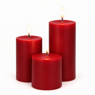 Richland Pillar Candles 4 x4", 4"x6" & 4"x9 Red Set of 18